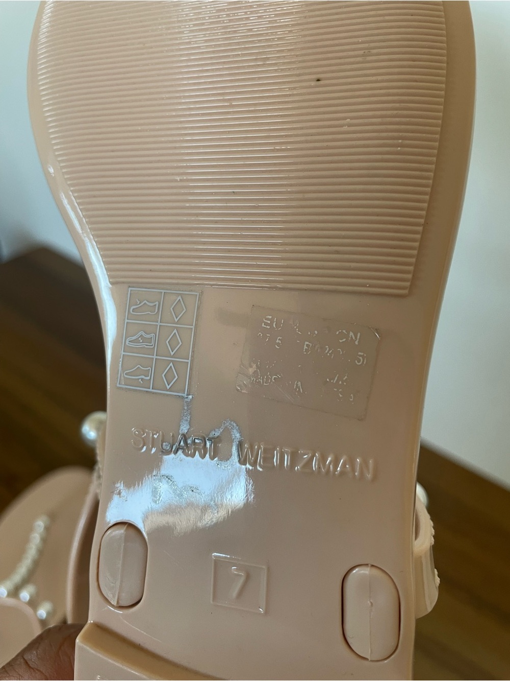 STUART WEITZMAN Goldie Pearl Jelly Sandals Size 7 Nude Blush - Picture 12 of 15